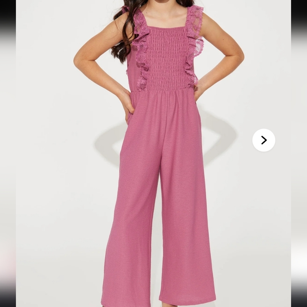 🌸 Speechless Kids Mauve Smocked Wide-Leg Jumpsuit | Girls Size Small - Picture 7 of 8